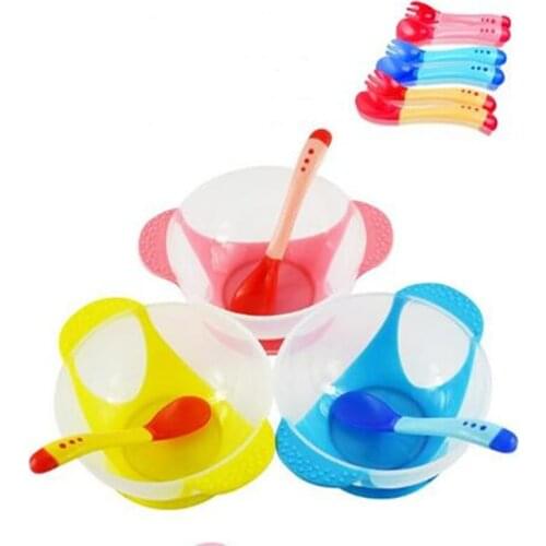 Children cutlery set The baby with a suction cup bowl Heat a spoon bowl suit of my ears