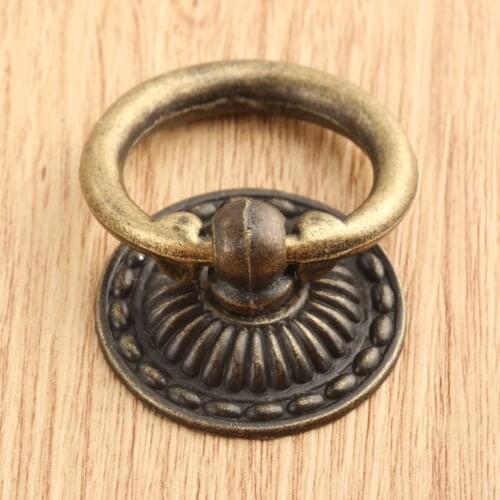 Vintage Cabinet Knobs and Handles Antique Furniture Handles Door Cabinet Cupboard Pull Handle Wooden Box Ring Knob with Screw