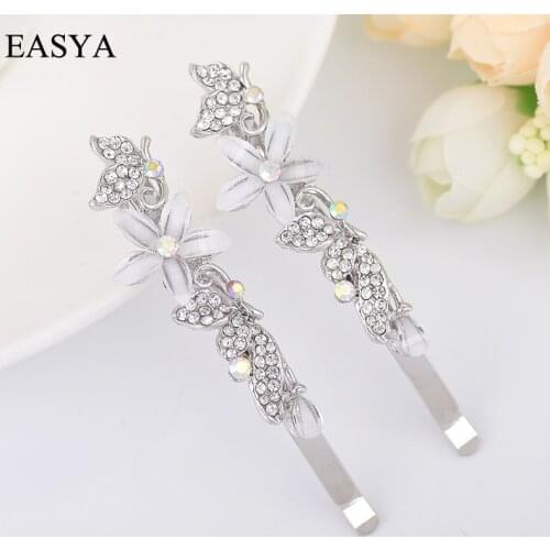 EASYA New Arrival Butterfly Flower Hair Clip Headwear Ornaments Fashion Elegant Rhinestone Crystal Hairpin Hair Accessories