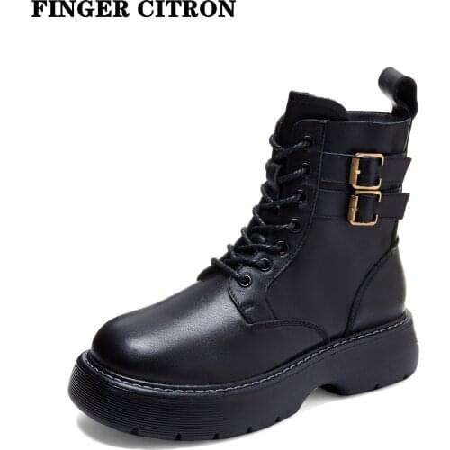 Finger Citron Women Chelsea Anckle Boots Genuine Cow Leather For Spring Autumn And Winter PU Outsole By Handmade Size 35--40