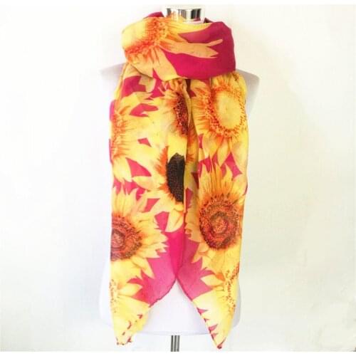 Women Spring Thin Scarf Soft Neck Sunflower Color Literature Autumn Viscose Fashion Shawl Scarves