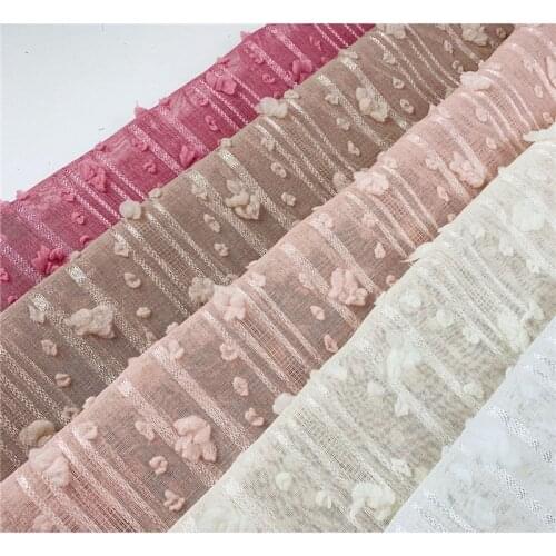 1 Yard Striped Breathable Imitation hemp fabric with Soft polka Dots For Beach Dress Summer Dress Flower Girl Dress Gown