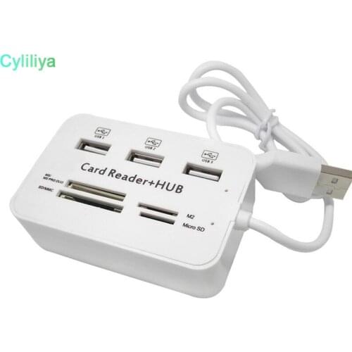 100pcs Micro USB Hub Combo 2.0 3 Ports Card Reader High Speed Multi USB Splitter Hub USB Combo All In One for PC Computer