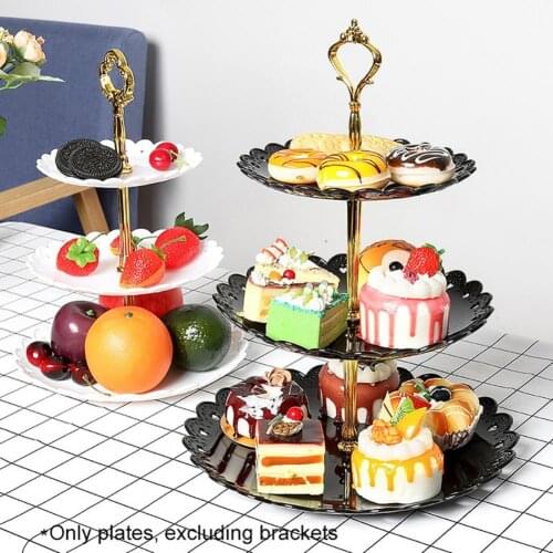 3 Tier Plastic Cake Stand Afternoon Tea Wedding Plates Party Dessert Plate Fruits Storage Rack Tableware Holder Plates For Food
