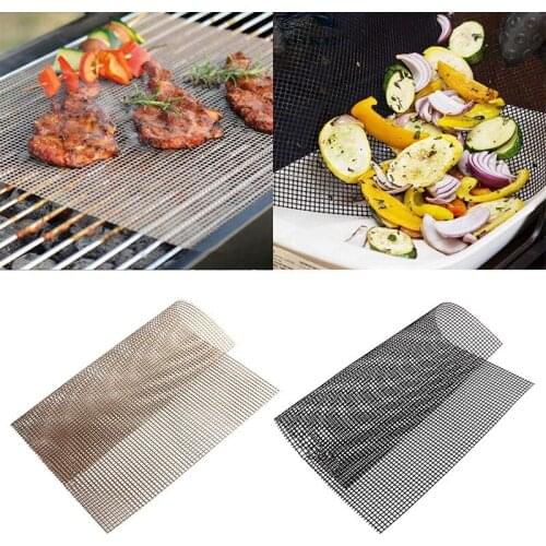 30x40CM Non-stick Barbecue Mesh Mat Reusable Heat Resistance BBQ Baking Net Pad Cooking Grilling Sheet Kitchen Smoker BBQ Mat