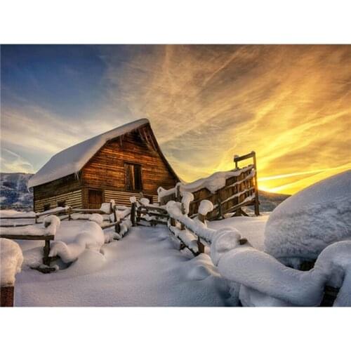 Snow scene & house 3D Diy diamond painting diamond embroidery wall sticker home decoration square diamond needlework