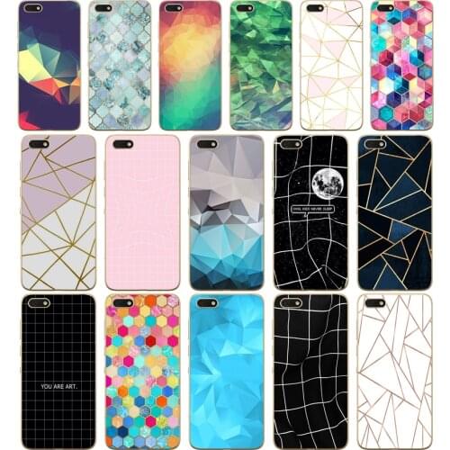 90 topaz ruby crystal hon Dazed Geometric Silicone Cover Case for Huawei honor 9 10 Lite 7A 5.45 7a pro 7c 5.7 inch 7x 8x case