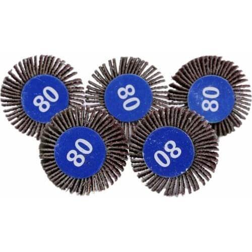 5pcs Grit 80 Flap Wheel Sanding Disc with Handle Shutter Abrasive Flap Wheels Sandpaper Sanding Discs Polishing Rotary Tools