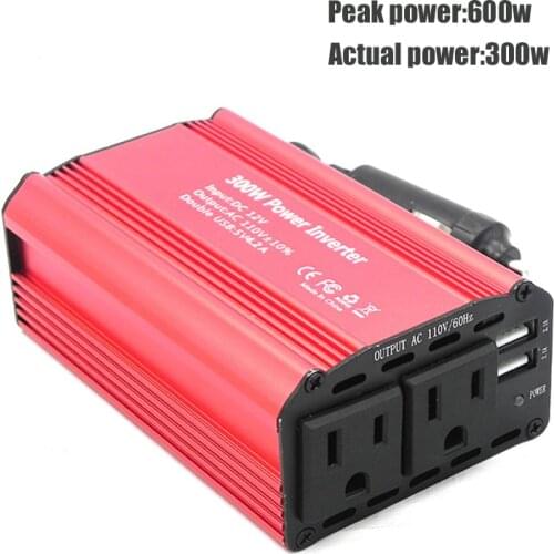 Dual US Socket Two Usb Output 12V To 110V Inversor dc ac 300 W 300Watt 300 Watt Power Inverters Car