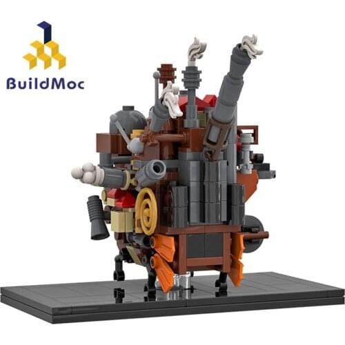 Buildmoc City House Movie Japan Anime Figures Howl Moving Castle Creator Expert Architecture Modular Building Blocks Kids Toys
