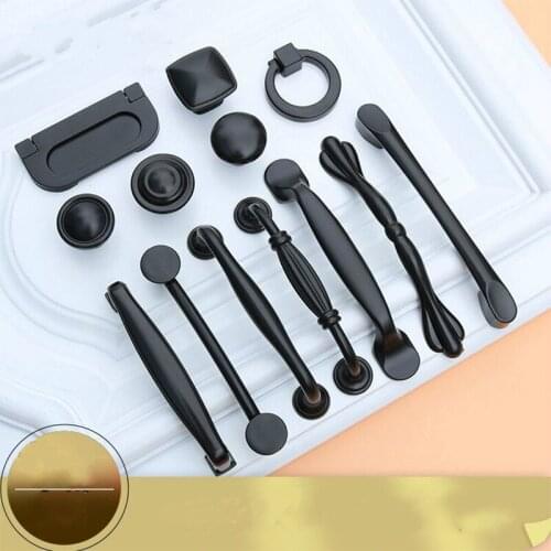 Zinc alloy Black Cabinet Handles American Style Solid Kitchen Cupboard Pulls Drawer Knobs Furniture Handle Hardware