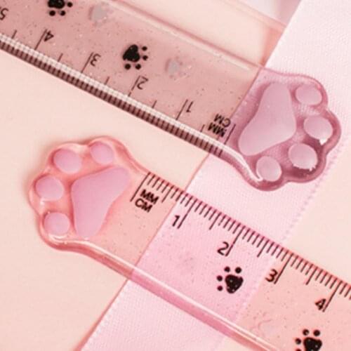 Cute Kawaii Cat Claw Cat Paw Plastic Straight Ruler Measure Study Drawing Student Stationery School Office Supply Kid Gift