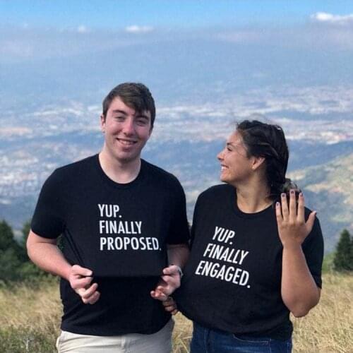 Couples Shirts Yup Finally Proposed & Yup Finally Engaged His Hers Couple Matching Shirts Wedding Gift Valentines Day Shirt