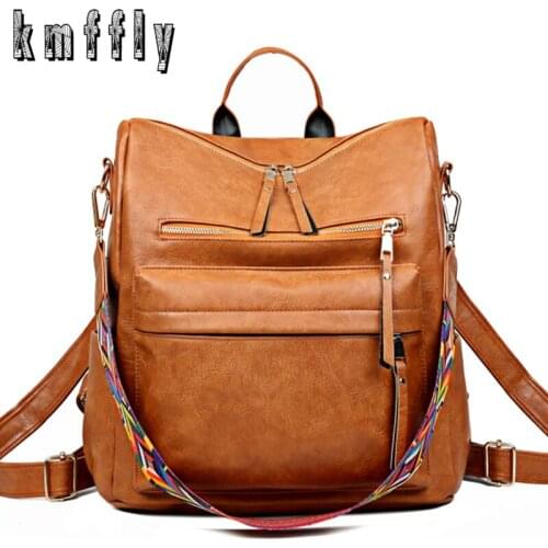 2020 New Women Leather Backpack Large Capacity Travel Backpacks Fashion School Bags for Girls Leisure Shoulder Bags Mochila