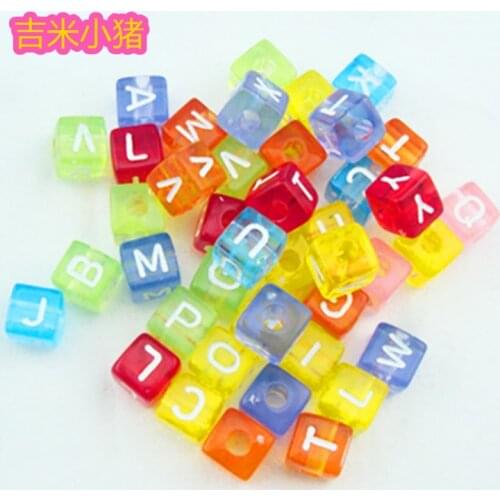 10mm Square Colorful Alphabet/Letter Beads Toys for Children Girl Gifts Lacing Toy Jewelry Making Bead DIY Bracelet Wholesale