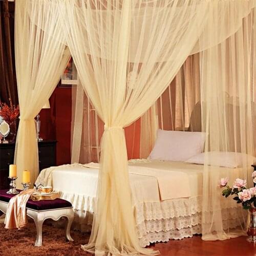 4 Colors Summer Mosquito Net For Double Four Corner Bed Post Bed Canopy Mosquito Net Home Bedroom Baby Adults Hanging Decor