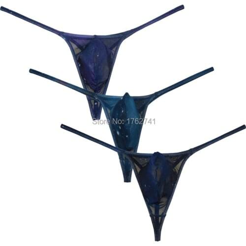 Mens Starry Sky Mesh Underwear Contour Design Minimal Coverage Tangas Pouch String Thong