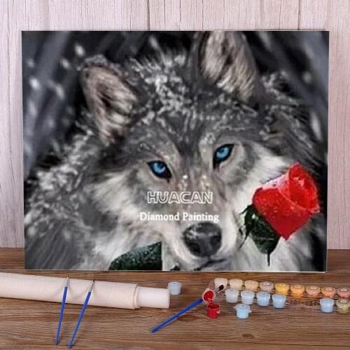 Wolf Snow Animal DIY Painting By Numbers Kit Oil Paints 40*50 Canvas Painting Home Decoration Crafts For Adults Handicraft Art