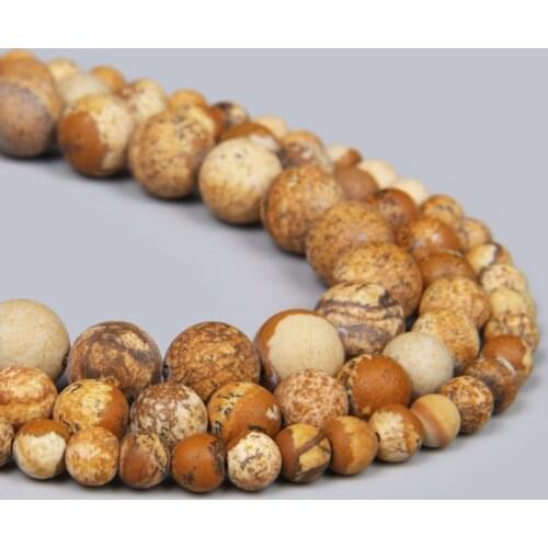Natural Matte 4 6 8 10 12mm Picture Jaspers Stone Beads For Handmade Jewelry Making Bracelet Loose Spacer Round Bead Accessories