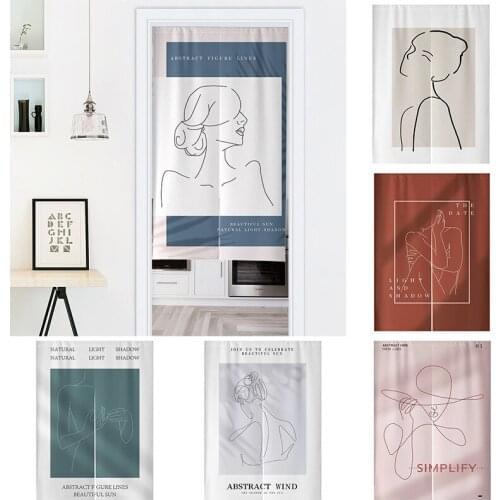 Nordic Fabric Curtain Bedroom Door Curtain Household Partition Curtain Kitchen Half Panel Curtain Doorway Hanging Curtain Decor
