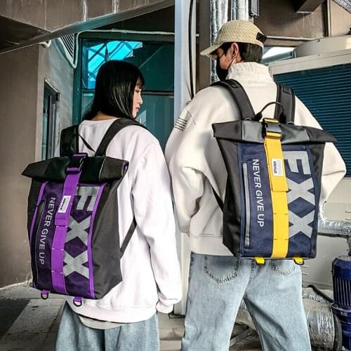 2022 New Large Capacity Backpack Womens Outdoor Travel Backpack Schoolbag for Boys Retro Hong Kong Style Ins