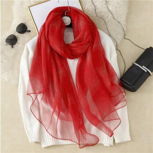 Solid Silk and Wool Women Scarf Floral Lady Headband Scarves Pashmina Shawl Wraps Bandana Hijab Big Size Beach Foulard Femme
