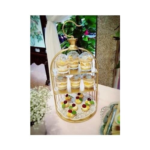 Cake shelf, multi-layer West Point cup shelf, iron wedding, European afternoon tea, snack shelf, dessert table, birdcage ornamen