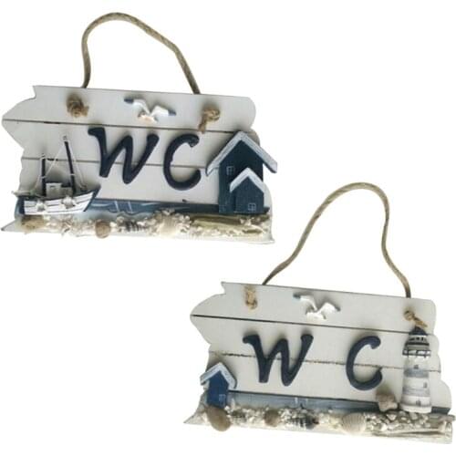 Mediterranean Style Carved WC Doorplate Wooden Door Sign Plaque Hanging Toilet