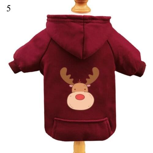 Christmas Dog Hoodies Coat Elk Elephant Print Puppy Dog Costume Red Blue Chihuahua Dogs Sweatshirt Small Dog Coat Pet Clothes