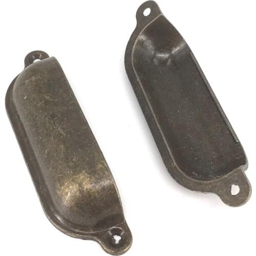 2PCS Vintage Bronze Shell Handle Drawer Pulls Kitchen Cabinet Knobs Cupboard Door Handles Vintage Wardrobe Furniture Hardware