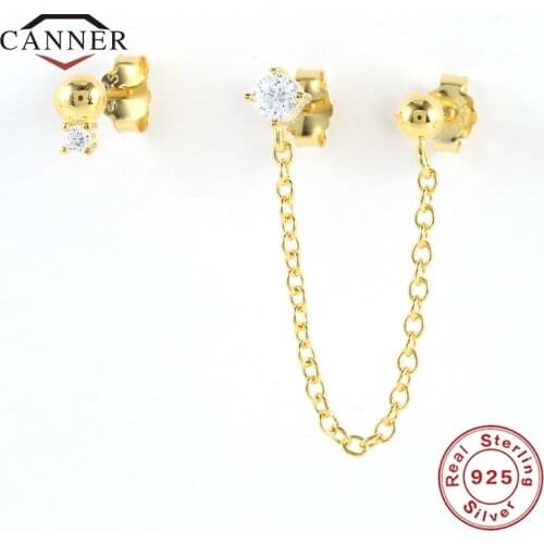 CANNER 100% Real 925 Sterling Silver Pendients CZ Zircon Combination Irregular Stud Earrings for Women Piercing Earring Jewelry