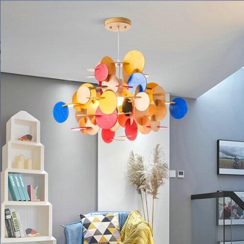 Nordic Bedroom Designer Wood Chandelier Postmodern Creative Children Room Showroom Cafe Color Decorative Lights