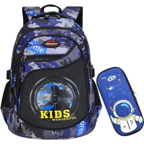 New Kids Primary School Bags For Boy Children Anime Waterproof Camouflage Backpack Pen Pencil Stationery Bag Set For Teenage Sac