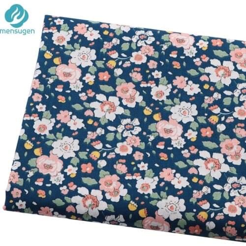Fabric Meter Dark blue with Flowers Cotton Fabrics Women Baby Girls Dresses Skirts Sewing Cloth Blanket Cushion DIY Sewing Telas