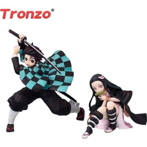 Tronzo Anime Demon Slayer Kimetsu no Yaiba Kamado Tanjirou Nezuko PVC Action Figure Model Toys Kimetsu Figurine Brinquedos Gifts