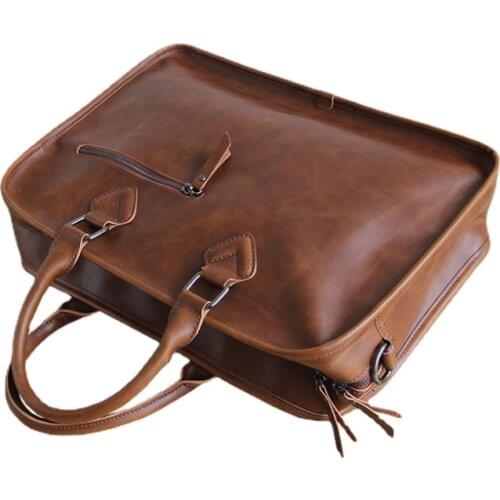 Vintage Style Men HandBags Business Briefcase Bag 14 inch laptop Messenger Bag Large Capacity Satchel Single Shoulder Bag