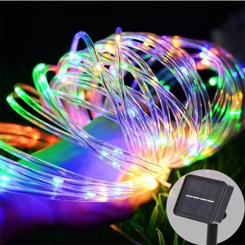 100LED Solar String Fairy Lights10M Waterproof Solar Rope Tube Led String Strip Outdoor Garden Xmas W Party Decor Lighting