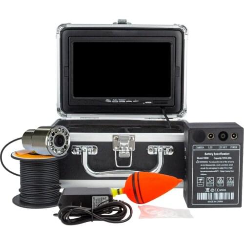 WF13plus 1200TVL 7Inch Fish Finder Underwater Fishing Camera 12Pcs White LEDs + 12Pcs Infrared Lamp 4500MA battery power supply