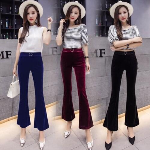 Women Pants Spring and Autumn Bell-Bottom Pants Womens High Waist Stretch Pants Pantalones De Mujer