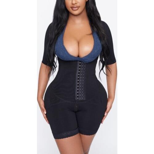 Womens Skims Short-Sleeve Three-Breasted Chest Slimming Shorts Fajas Colombianas Originales Bbl Post Op Surgery Supplies