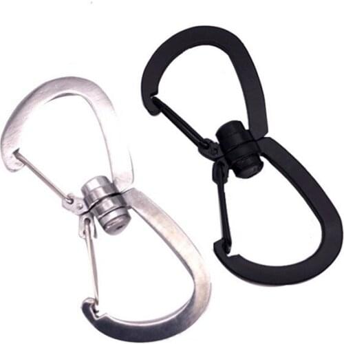 1pc 7cm Stainless Steel Carabiner Climbing 8-Ring Key Chain Clip Keyring Snap Hook Outdoor Travel Kit Quickdraws