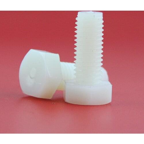 10PCS M10 M12 M14 M16 M18 M20 Plastic Screws Hexagon Head Bolts DIN 933 Polyamide PA66 Natural Plastic Screws