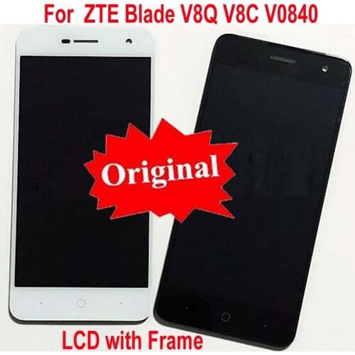 100% Tested Working Original Glass Sensor LCD Display Touch Screen Digitizer Assembly with frame For ZTE Blade V8Q V8C V0840