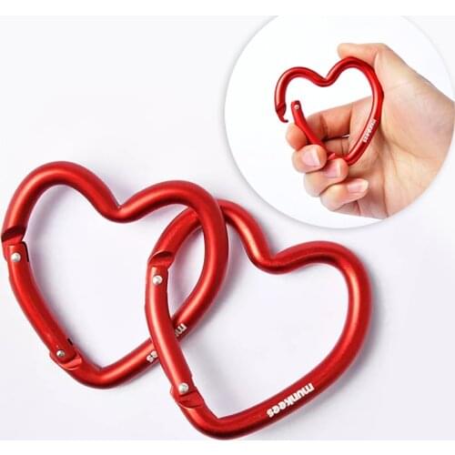 2 Pcs Pack idYllife Aluminum Heart Shaped Carabiner Hooks for Keys Ring Bottles Girls Love Gift Valentines Day Sweet Presents
