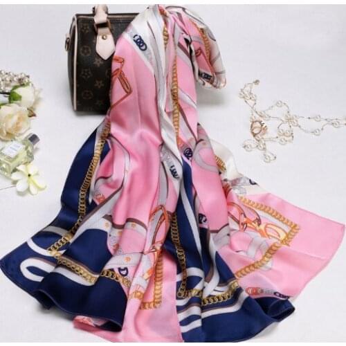 2020 Design Natural Pure Print Long 100% Silk Scarf Women Shawl Wrap Female Pure Real Silk Scarf Floral Beach Bandana Lady Gift