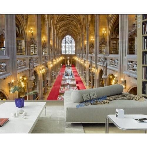 Custom 3D stereoscopic wallpaper library corridor corridor living room bedroom TV backdrop for space expansion vinyl wallpaper