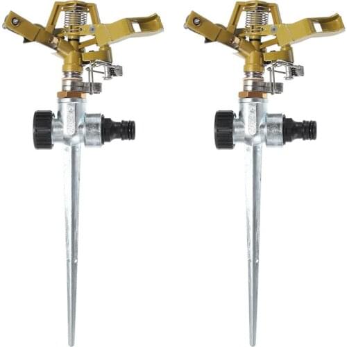 4PCS Metal Pulsating Sprinkler 360 Degree Rotation Lawn Watering Sprinklers with Spike for Garden Irrigation System