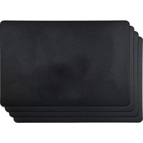 4PCS Heat-Resistant Placemats, Artificial Leather Placemats, Waterproof, Non-Slip, Washable Kitchen Placemats, (Black)