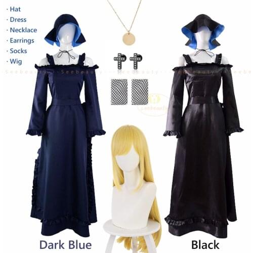 Anime Alice Lendrott Dress The Duke of Death and His Maid Cosplay Costume Hat Shinigami Bocchan to Kuro Maid Earrings Necklace