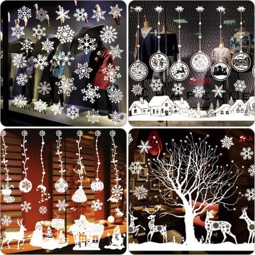 White Christmas Glass Window Stickers No Glue Electrostatic Stickers Christmas Stickers Window Decoration Stickers Pinup Picture